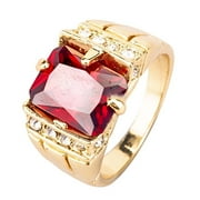 Opolski Luxury Men Square Cubic Zirconia Rhinestone Finger Ring Wedding Jewelry Gift